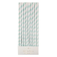 Mint Striped Paper Party Straws By Meri Meri